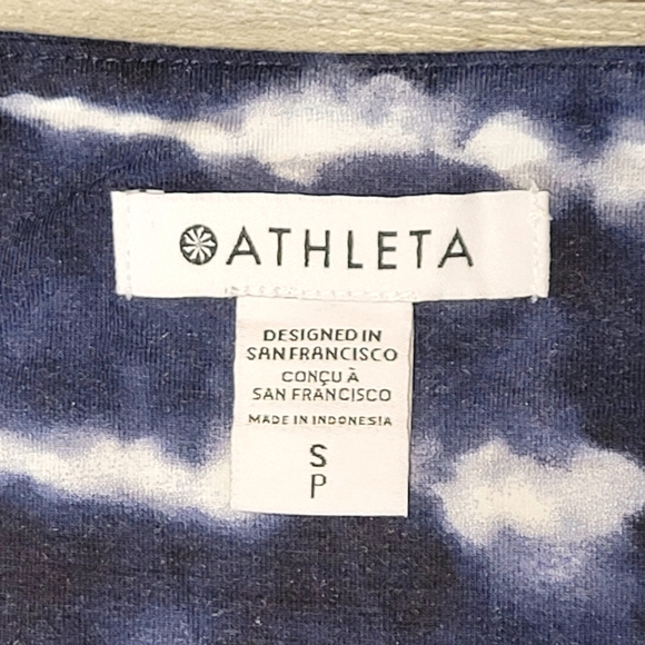 Athleta Santorini Thera Tie Dye Blue Striped Dress Size S Sleeveless Flare - Picture 5 of 11